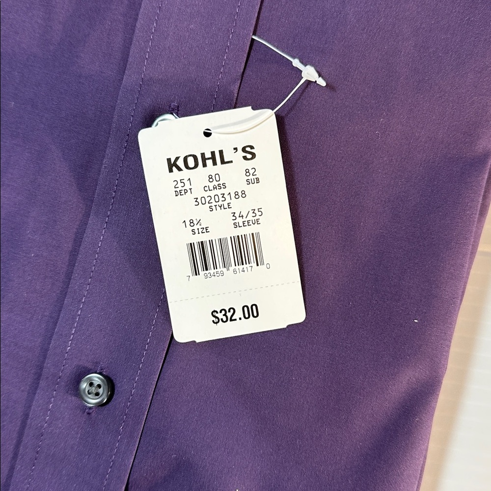 NWT Croft & Barrow Long Sleeve Shirt 18.5 - Picture 7 of 7